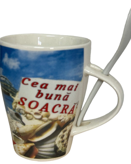 Cană cu linguriță și dedicații F