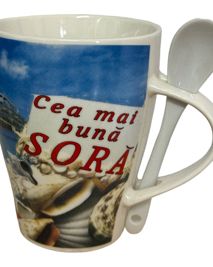 Cană cu linguriță și dedicații F