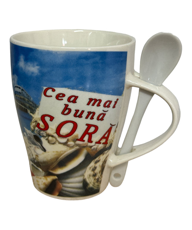 Cană cu linguriță și dedicații F