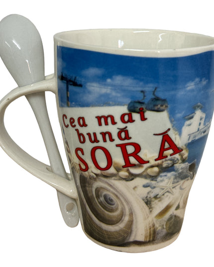 Cană cu linguriță și dedicații F