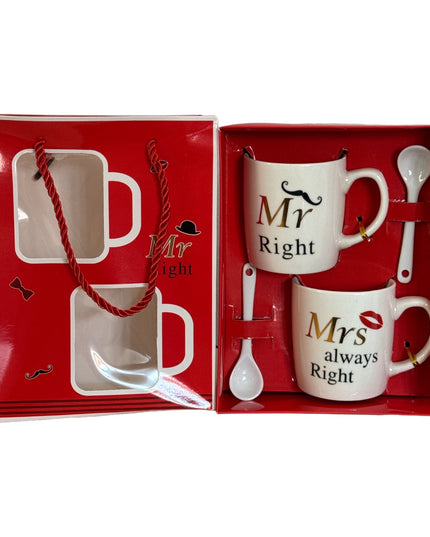 Set 2 căni cu lingurițe Mr & Mrs CH17