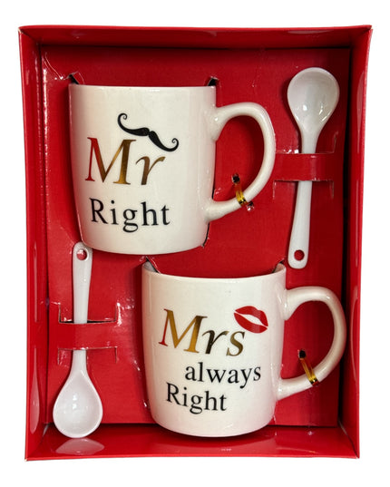 Set 2 căni cu lingurițe Mr & Mrs CH17