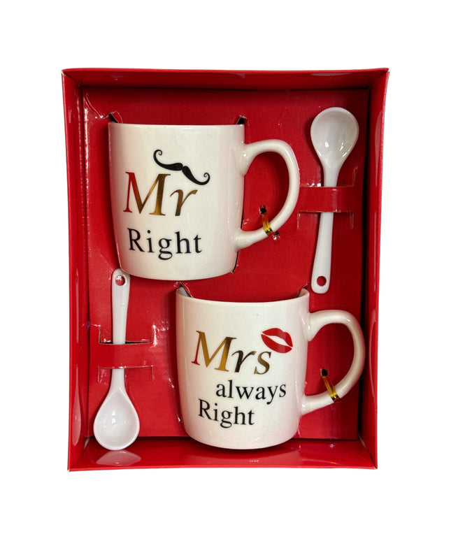 Set 2 căni cu lingurițe Mr & Mrs CH17