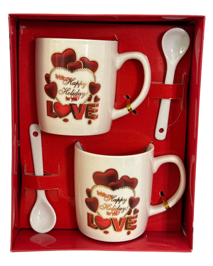 Set cadou 2 căni cu lingurițe Love