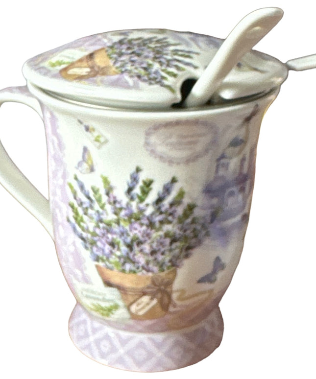 Set cadou cană cu capac,linguriță și sită