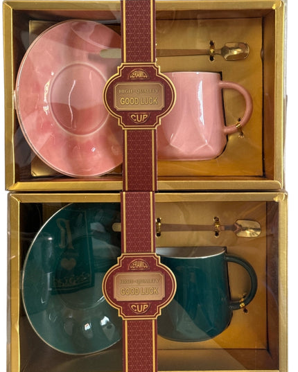 Set cadou ceșcuță cu farfurie și linguriță metal 307