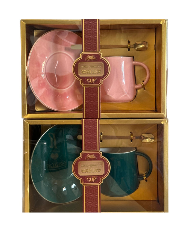 Set cadou ceșcuță cu farfurie și linguriță metal 307