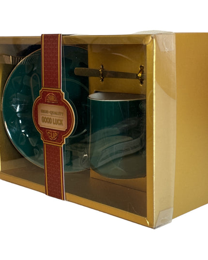 Set cadou ceșcuță cu farfurie și linguriță metal 307