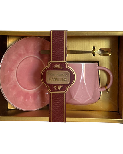 Set cadou ceșcuță cu farfurie și linguriță metal 307