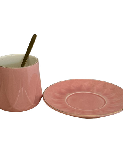 Set cadou ceșcuță cu farfurie și linguriță metal 307