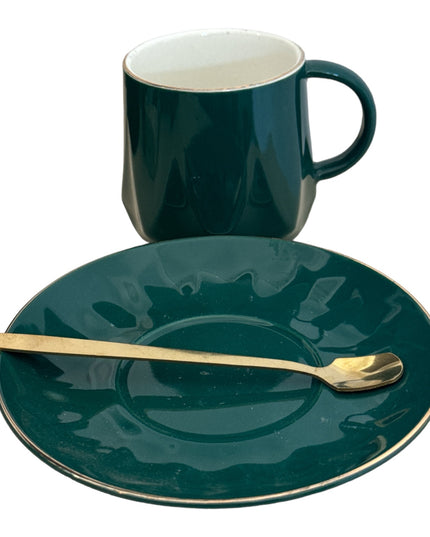 Set cadou ceșcuță cu farfurie și linguriță metal 307