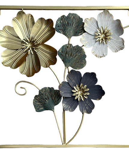 Tablou metalic cu flori 3D 45cm