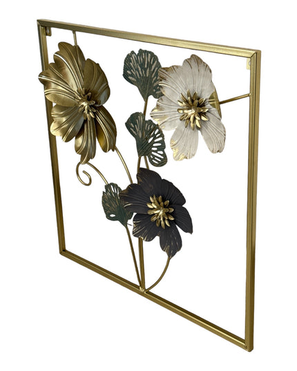 Tablou metalic cu flori 3D 45cm