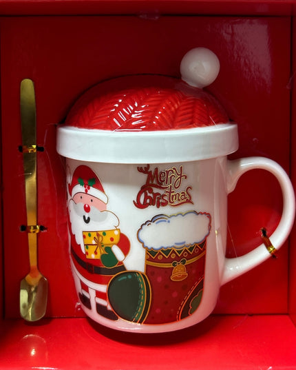 Set cadou Crăciun cană cu capac și linguriță metal HM312/11