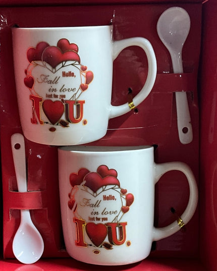 Set cadou 2 căni cu lingurițe Love