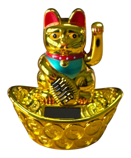 Pisica norocoasă Maneki solară 13cm 1226-4