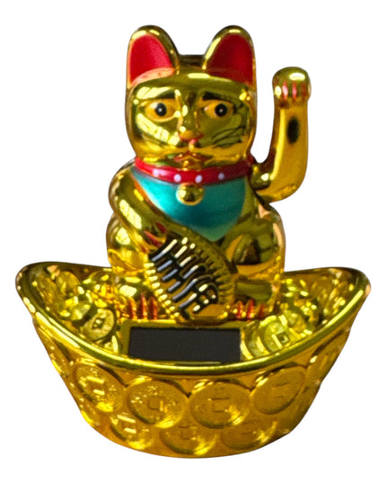 Pisica norocoasă Maneki solară 13cm 1226-4