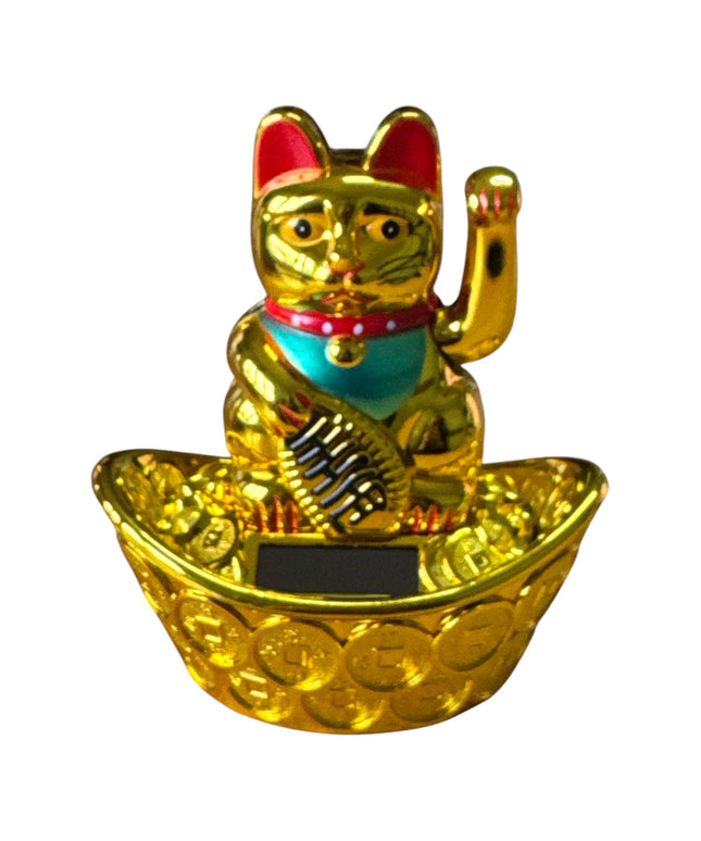 Pisica norocoasă Maneki solară 13cm 1226-4