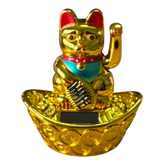 Pisica norocoasă Maneki solară 13cm 1226-4