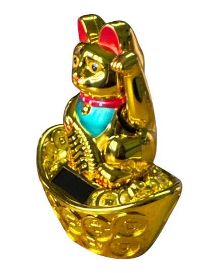 Pisica norocoasă Maneki solară 13cm 1226-4