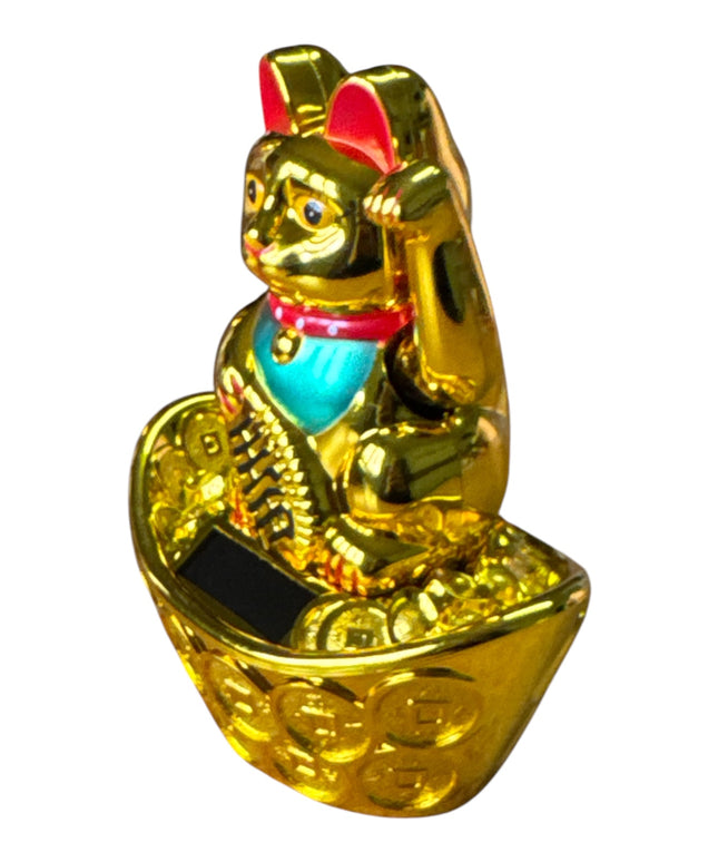 Pisica norocoasă Maneki solară 13cm 1226-4