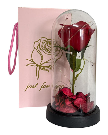 Cupolă plastic cu trandafir și lumini 22x11cm 1225-5