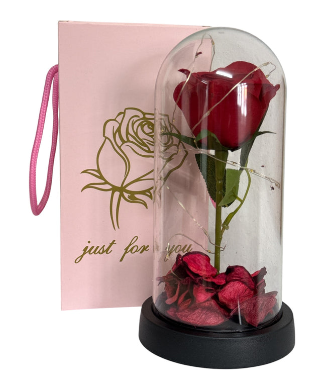 Cupolă plastic cu trandafir și lumini 22x11cm 1225-5