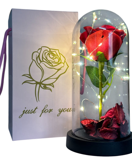 Cupolă plastic cu trandafir și lumini 22x11cm 1225-5