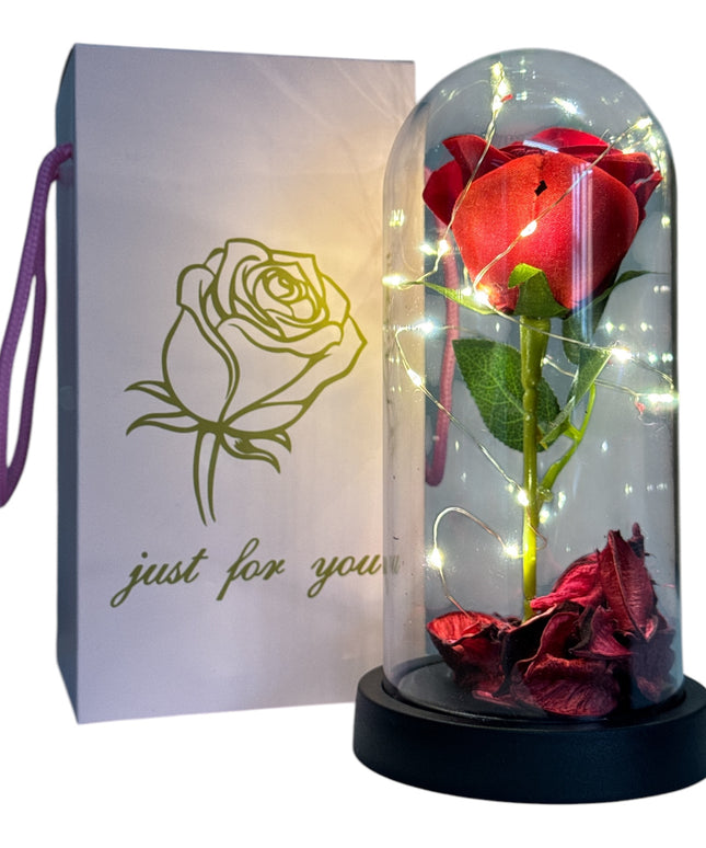 Cupolă plastic cu trandafir și lumini 22x11cm 1225-5