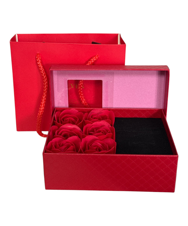 Cutie cadou cu 6 Trandafiri din săpun și pungă cadou 13x9cm