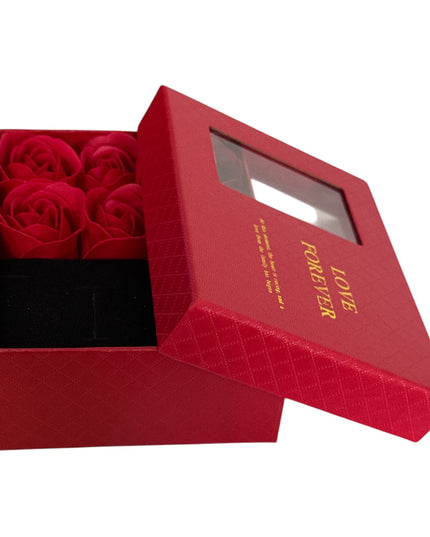 Cutie cadou cu 6 Trandafiri din săpun și pungă cadou 13x9cm