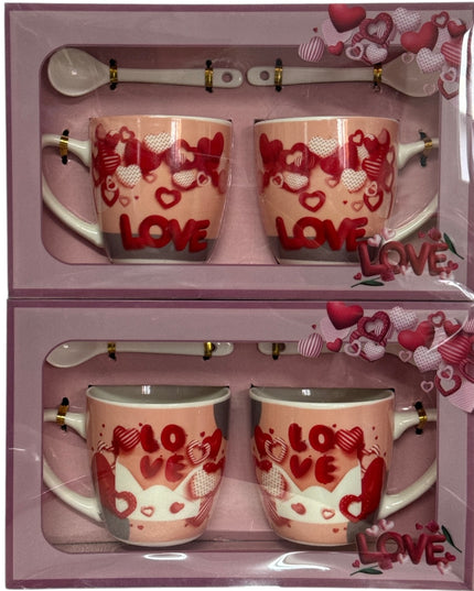 Set cadou 2 căni cu linguriță Love