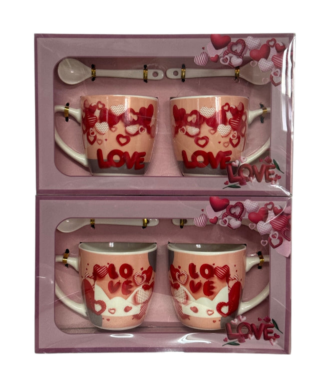 Set cadou 2 căni cu linguriță Love