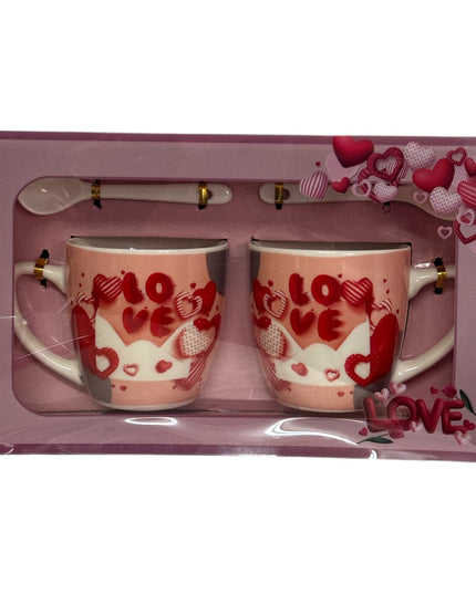 Set cadou 2 căni cu linguriță Love