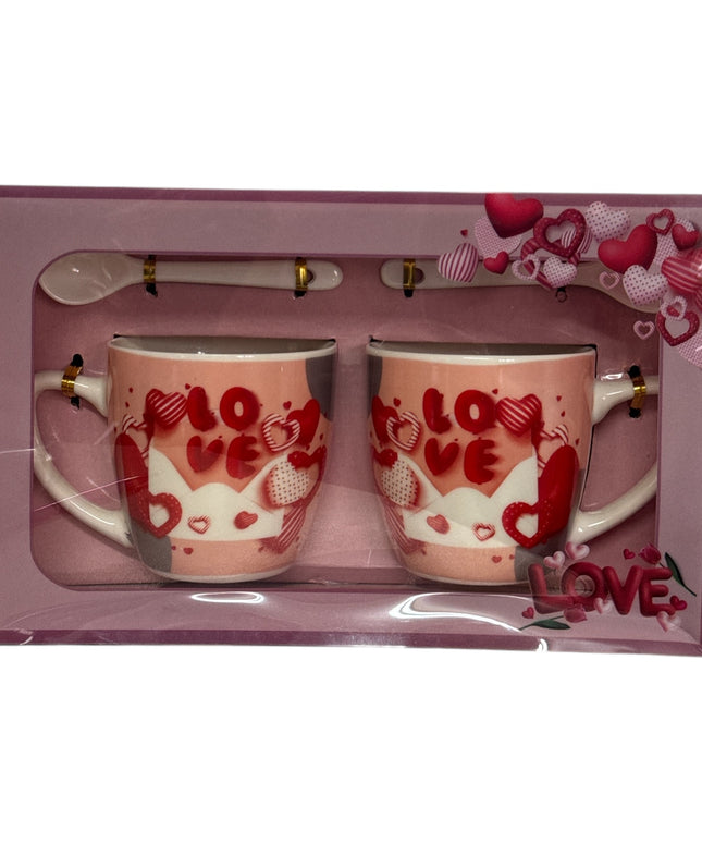 Set cadou 2 căni cu linguriță Love
