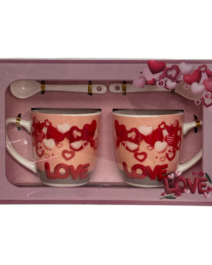 Set cadou 2 căni cu linguriță Love