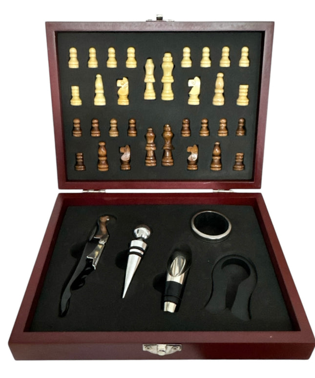 Set Cadou Lux cu Accesorii Vin și Joc de Șah 22cm 1219-6