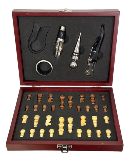 Set Cadou Lux cu Accesorii Vin și Joc de Șah 22cm 1219-6