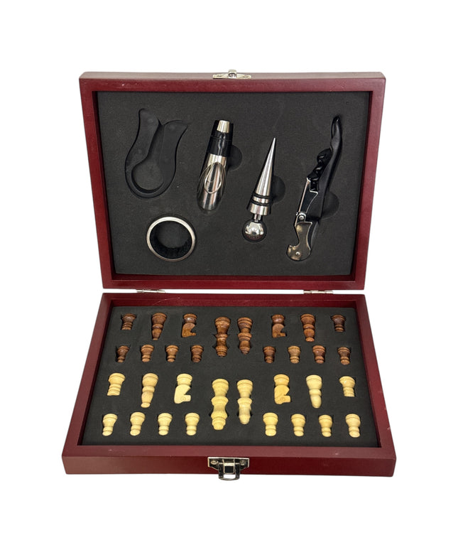 Set Cadou Lux cu Accesorii Vin și Joc de Șah 22cm 1219-6