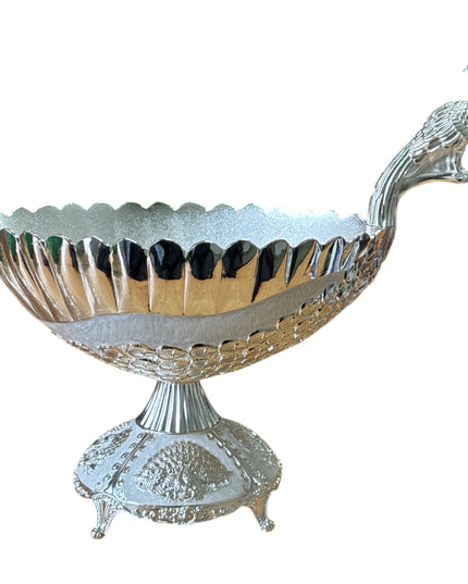 Bol decorativ din alpaca cu Păun 30cm