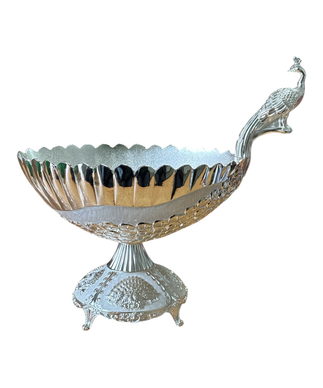 Bol decorativ din alpaca cu Păun 30cm