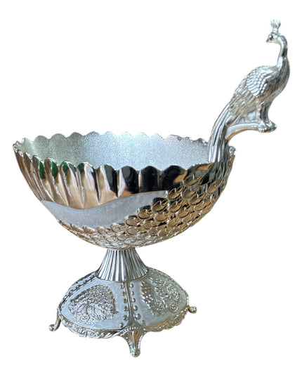 Bol decorativ din alpaca cu Păun 30cm