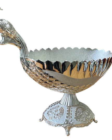 Bol decorativ din alpaca cu Păun 30cm