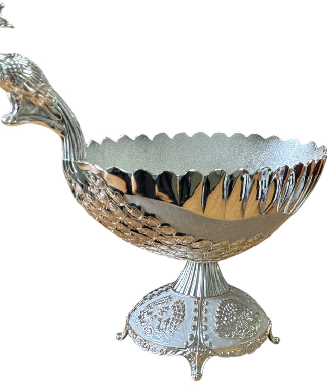 Bol decorativ din alpaca cu Păun 30cm