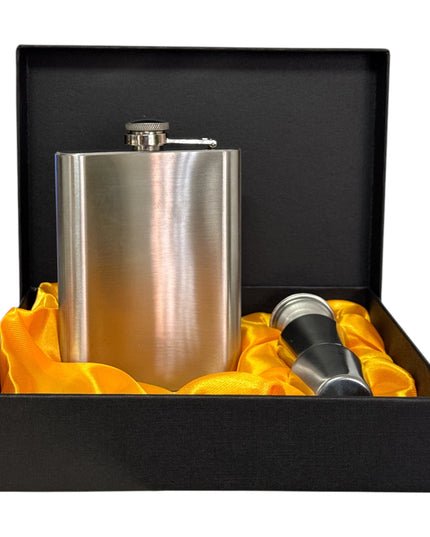 Set cadou sticlă cu 2 pahare și pâlnie din metal