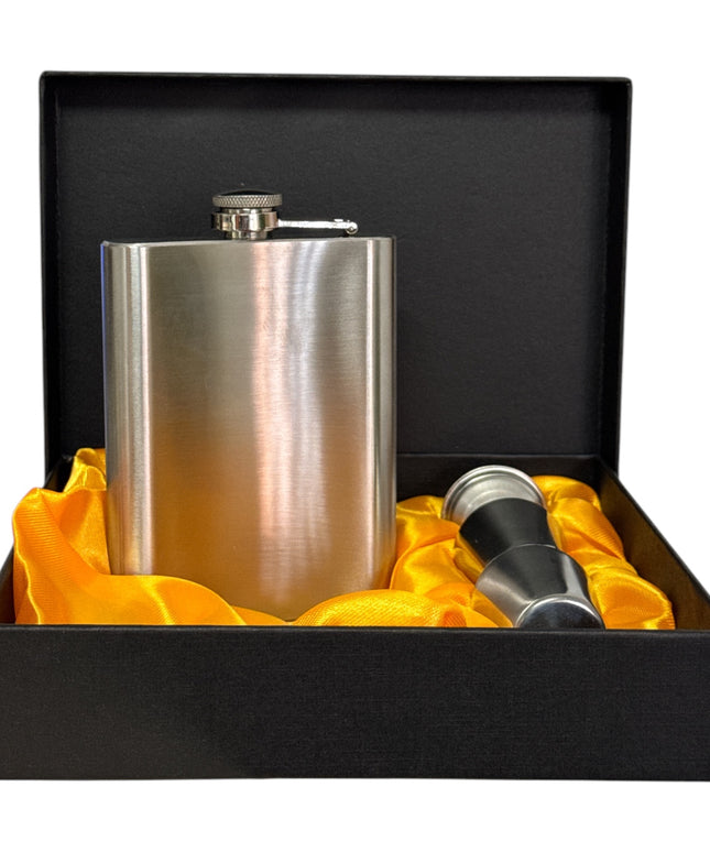 Set cadou sticlă cu 2 pahare și pâlnie din metal