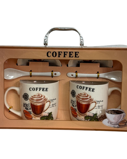 Set cadou Coffee 2 căni cu capac și linguriță