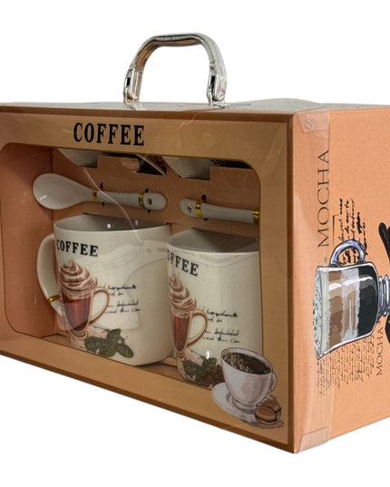 Set cadou Coffee 2 căni cu capac și linguriță