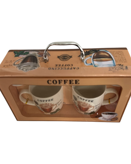 Set cadou Coffee 2 căni cu capac și linguriță