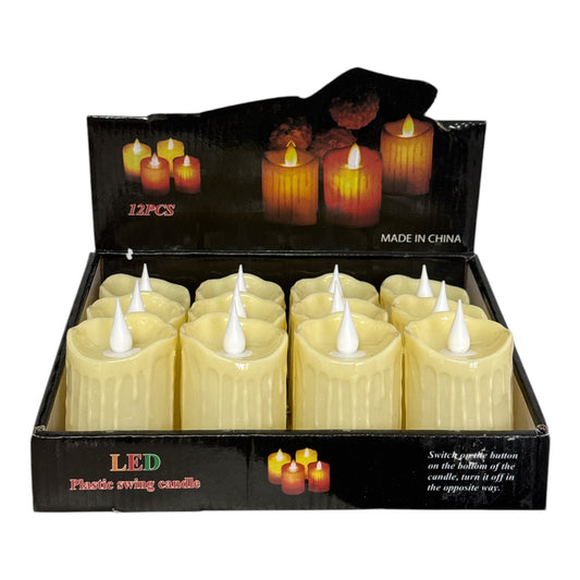 Lumânare decorativă LED flacără mobilă 12/set 8x5cm 1213-1